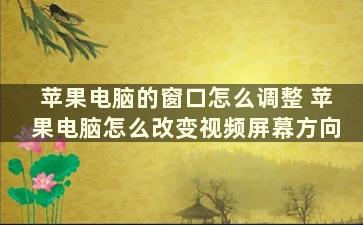 苹果电脑的窗口怎么调整 苹果电脑怎么改变视频屏幕方向